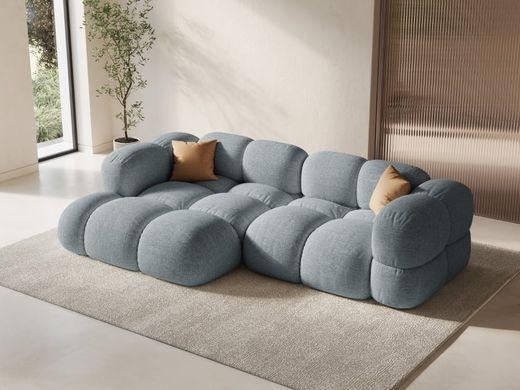 Canapé d'angle 3 places en tissu structurel bleu pastel