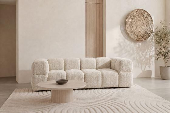 Canapé droit Gustave 3 Pl - Tissu Chenille Beige