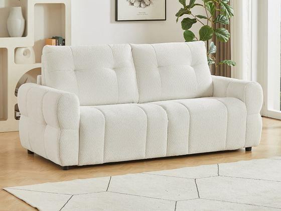 Canapé 3 places convertible express en tissu chenille beige - Couchage