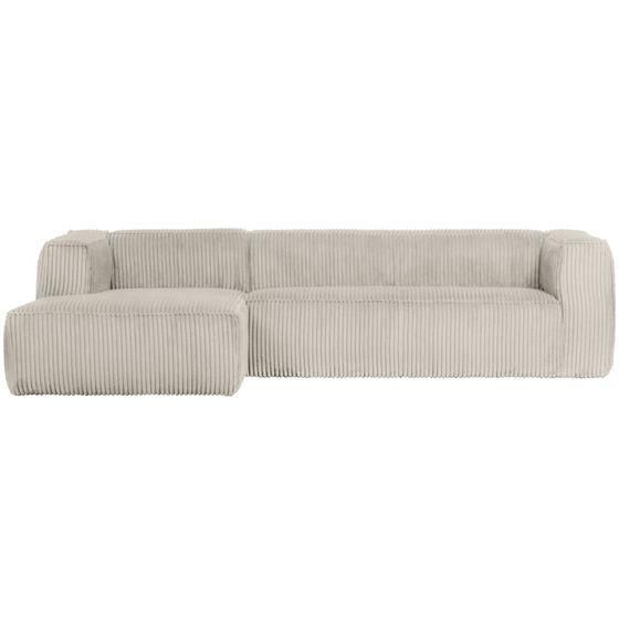 Canapé d'angle gauche en tissu côtelé naturel