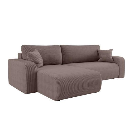 Canapé d'angle max réversible convertible velours côtelé marron glacé