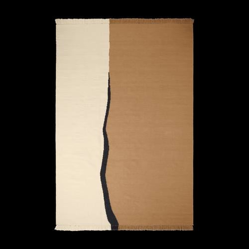 Tapis en laine sable foncé et blanc cassé