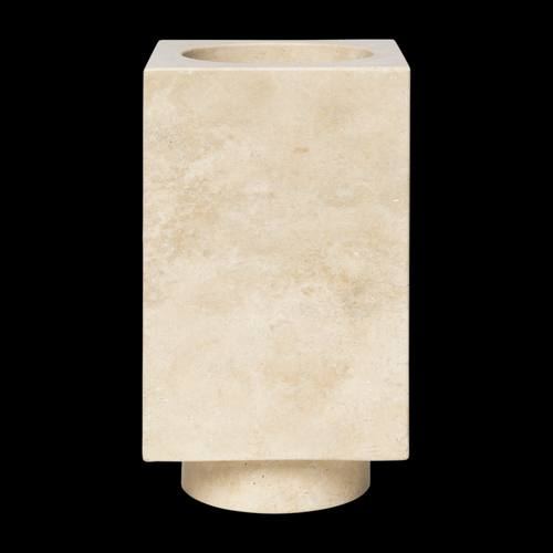 Vase en travertin beige
