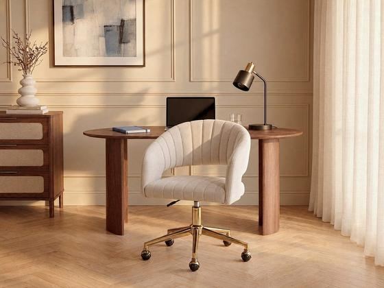 Chaise de bureau Tiriesi, velours & doré