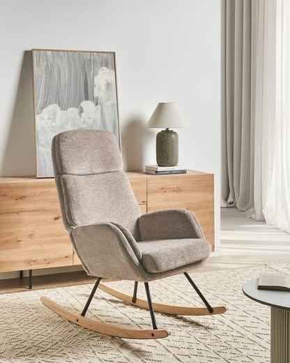 Fauteuil à bascule tissu taupe