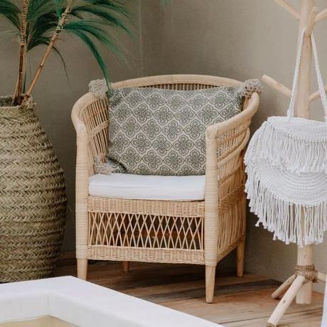 Fauteuil naturel en rotin et bois de teck
