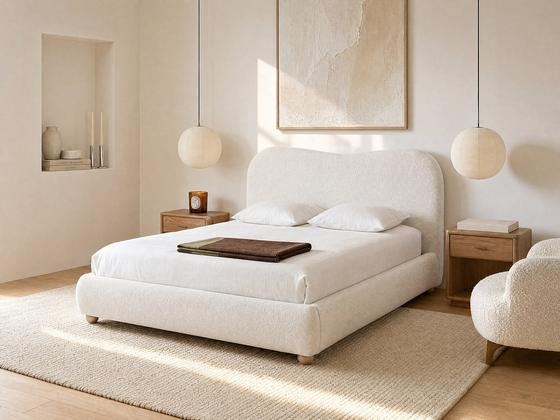 Lit coffre Vanari, bouclette + matelas