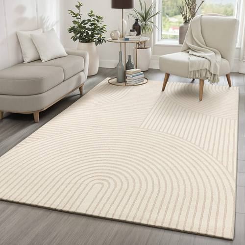 Tapis structure haute-basse moderne, beige