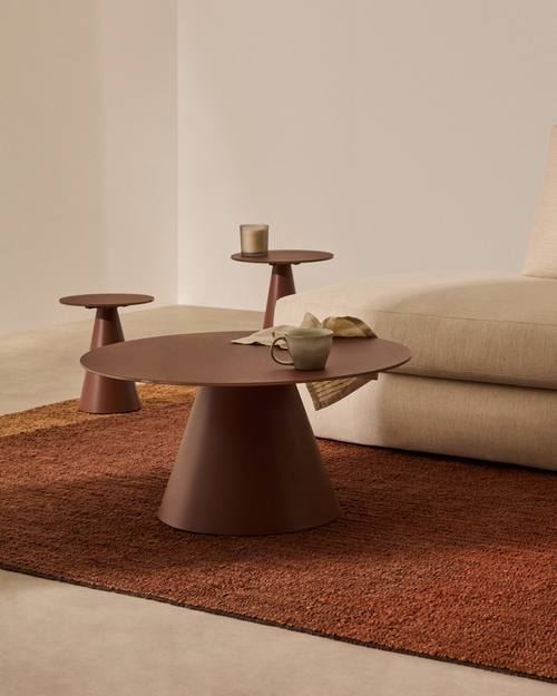 Table basse Wilshire en verre trempé dépoli et acier finitio