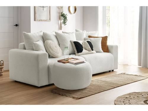 Pouf ENVY rond tissu bouclette doux