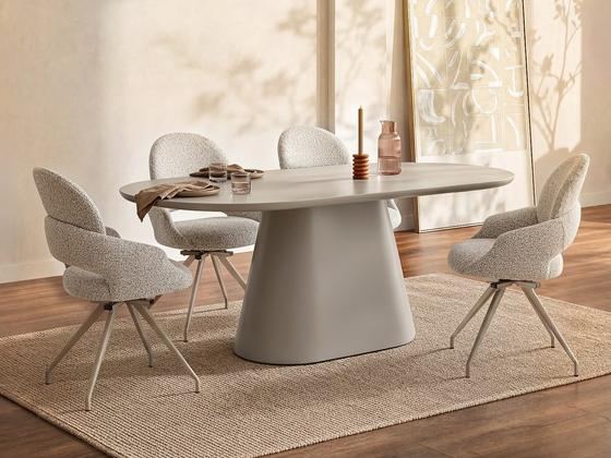 Table Valiana, MDF taupe, 6 pers.