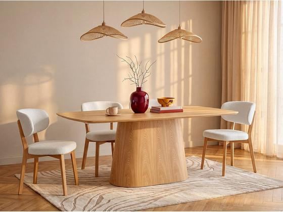 Table Nirasaki, placage frêne, 8 pers.
