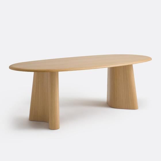 Table William, plaqué chêne, ovale