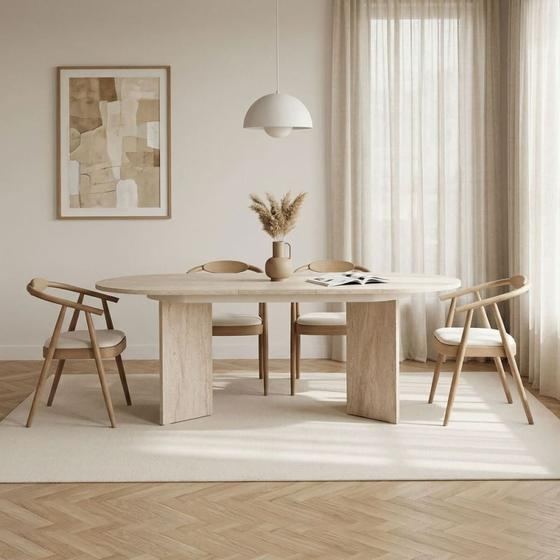 Table extensible Calicosy, travertin